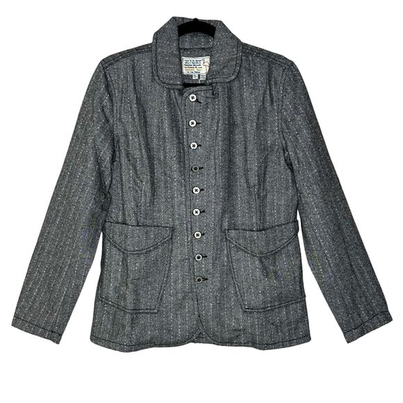 Sandrine Rose Empire Herringbone Wool Blend Blazer Gray Button Women Medium NWT - Picture 2 of 13